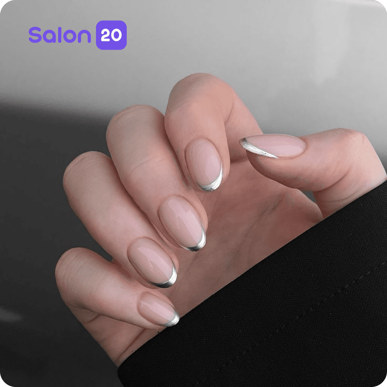 فرنچ ناخن نقره‌ای